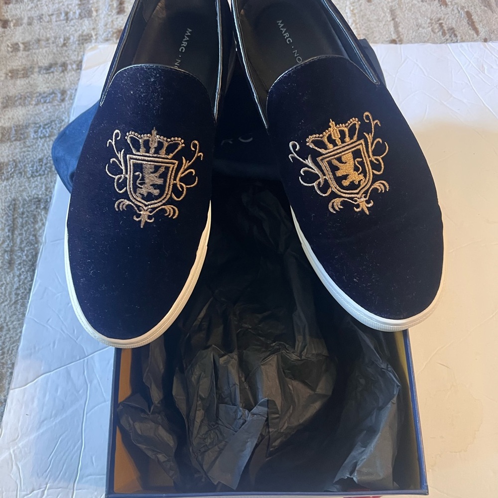 Marc Nolan Black Embroidered Men's Loafers